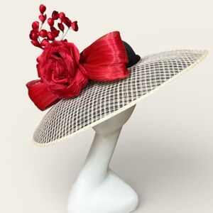Red, Black and white  Kentucky derby Hat